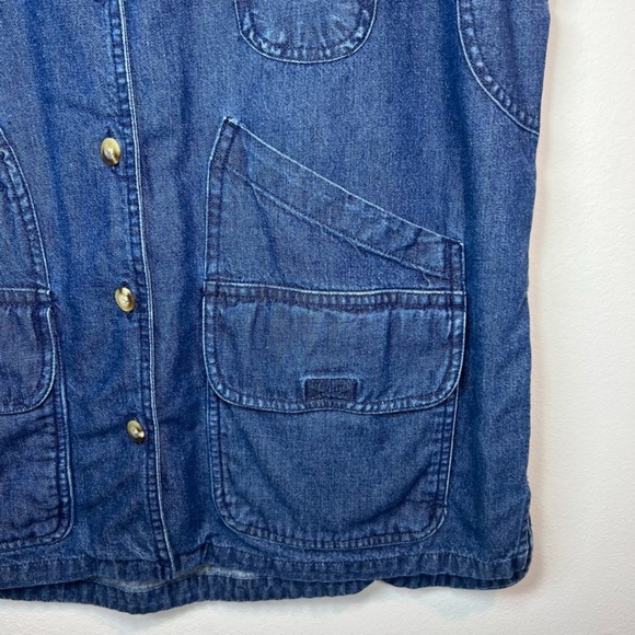 TravelSmith Women's Utility Vest Blue Denim Buttons Pockets Fishing Hiking Large - Picture 5 of 16